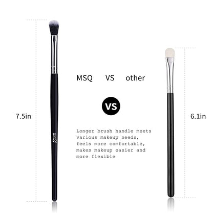 MSQ Eye Makeup Brushes 12pcs Eyeshadow Makeup Brushes Set with Soft Synthetic Hairs & Real Longer Wood Handle for Eyeshadow, Eyelash,Eyebrow, Eyeliner, Blending, Conclear(Black)