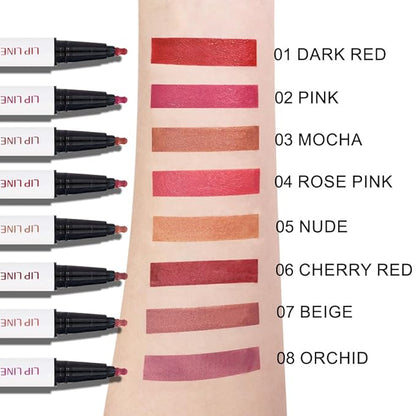 Kaely 2Pcs Rose Pink Longwear Liquid Lip Liner Waterproof, 24 Hour Long Lasting Lip Liner Stain Marker Pen, 2-in-1 Matte Semi Permanent Lipliner & Lipstick, Vegan & Cruelty-Free, 02+04