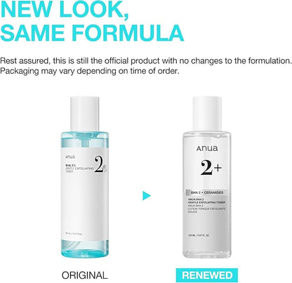 ANUA BHA 2% Gentle Exfoliating Toner, Mild Facial Exfoliant, Salicylic Acid for Pores and Sebum, Teatree Extract, Hyaluronic Acid, Ceramides (150ml / 5.07 fl.oz.)