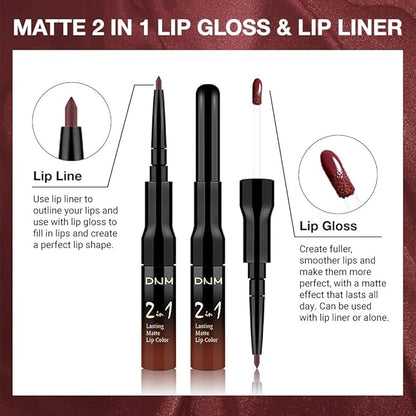 evpct 1Pcs Dark Oxblood Red Matte Lip Liner and Liquid Lipstick Stain Makeup Set for women, Red Long Lasting Smudge Proof Lipstick labiales matte mate larga duracion listip 24 hours originales,15#