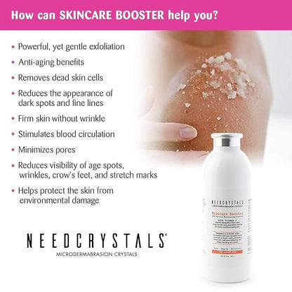 NeedCrystals Microdermabrasion Crystals, DIY Face Scrub with Vitamin C. Natural Facial Exfoliator for Dull or Dry Skin Improves Wrinkles, Anti-Aging, Skin Texture & Brightening. 8 oz