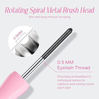 KYDA 2-in-1 Double Ended Metal Mascara, Volumizing Lengthening Clump-Free Black Mascara, Waterproof Formula for Dramatic Lashes, Curling, Washable Eyelash Makeup, 1pcs