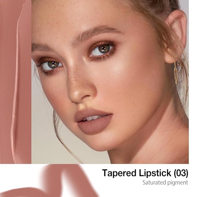evpct Real Nude Gradient Matte Lipstick Lip Liner Combo Set for Older Women Long Lasting Waterproof, Nude Lips Stick Crayon Pencil Cream Lip Liner and Lipstick Combo Makeup, Flawless Ombre Effect
