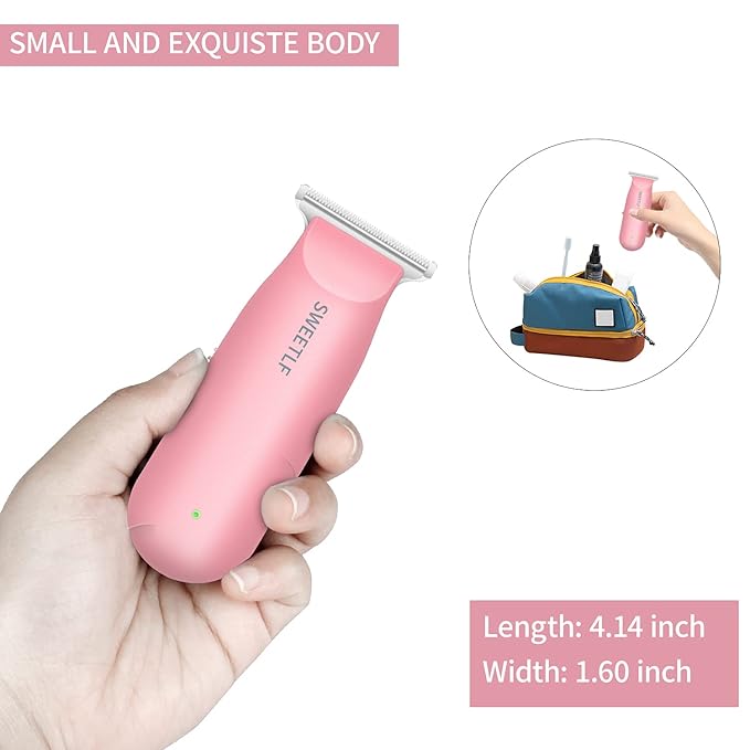 SweetLF Hair Clippers, Silent Cordless Hair Trimmer, Mini Hair Cutting Kit with 3 Guide Combs, USB Rechargeable, Portable, Pink