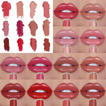 12 Color Cream Lip Gloss, 2025 New Cream Texture Lipstick Non-Stick Lip Gloss, Long Lasting Lipstick Hydrating Lip Tint Natural Non-Fading Liquid Lip Stick for Women (#011, One Size)