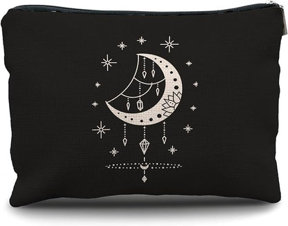 Nogrit Tarot Makeup Bag,Witchy Gifts,Witchy Gifts For Women,Boho Makeup Bag,Boho Crescent Moon Celestial Small Cosmetic Makeup Bag for Purse