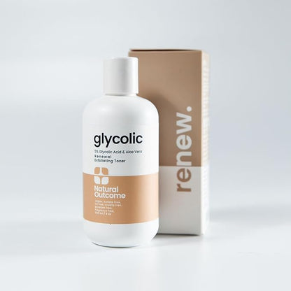 Natural Outcome Glycolic Acid Toner 5% for Face | Gentle Exfoliating Toner - with Aloe Vera & Quinoa Extract | Advance Anti-Aging Toning Solution Rejuvenates Skin & Minimizes Pore Appearance | 8 oz