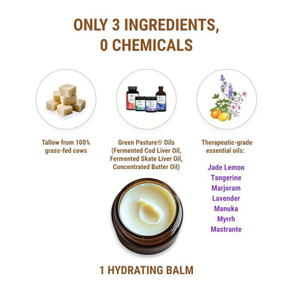 Vintage Tradition Epic Glow Beef Tallow Balm – Glow Boosting Moisturizer with Lavender Oil, Myrrh Oil, Manuka Face Oil, and Fish Oils – Beef Tallow for Skin Care from Head to Toe, 2 fl. oz.
