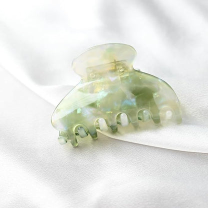 Handmade Celluloid Acetate French Design Barrettes Tortoise Shell Claws Hair Claw Luxury Fashion Accessories Hair Clip for Women (transparent green)