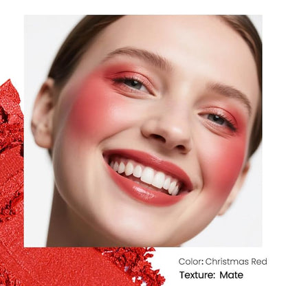 Matte Single Eyeshadow Refill – Christmas Red, High-Pigment, Blendable & Long-Lasting, Pressed Powder with Metal Pan, DIY Magnetic Palette Compatible, Easy to Apply & Remove