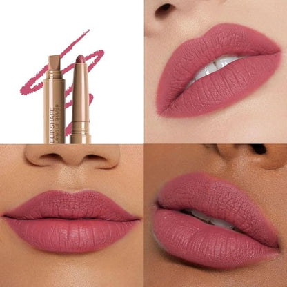 SUAKE Plump Matt Lipstick Lipliner Pencil Pack,Waterproof Crayon with Silicone Smudger for Define Contours & Sculpting Lip, Longwear Moisture Smooth Creamy Formula for Lip Makeup-02 Wine