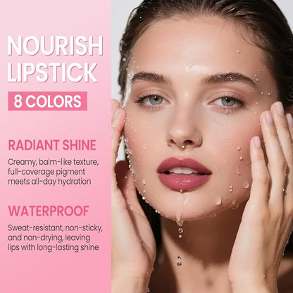 2Pcs Honey Lipstick Tinted Lip Balm Set - Matte Tint Cream Lipsticks for All Skin Tones,Hydrating Lip Stain,Can be Buildable Nourishing Moisturizing Suitable for Women to Every Day Makeup 02&03