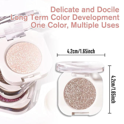 Nude Glitter Single Eyeshadow, Lightweight Blendable Mini Eye Shadow for Older Women, Monochrome Eyeshadow Palette Makeup Pigmented Waterproof, Vegan & Cruelty-Free, 10
