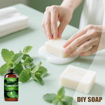 Peppermint Essential Oil, Peppermint Oil 16 Fl Oz 480ML for Diffuser Humidifier Yoga Cleaning DIY Candle Soap Making Essential Oils