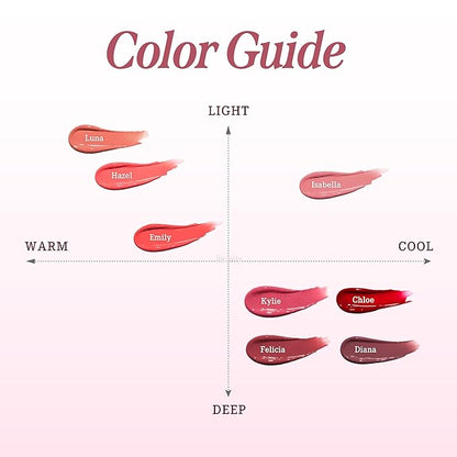 DEARDAHLIA Lip Paradise Sensual Lip Glow (Chloe) - Weightless Hydrating Vegan Lipstick with Glossy Finish, Natural Radiant Glow & Shea Butter Nourishment. 0.11 oz
