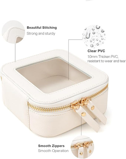 Small Clear Makeup Bag, Mini Makeup Pouch TSA Approved Toiletry Bag for Women Travel Makeup Bag Cute Clear Cosmetic Bag Waterproof Make Up Bag Organizer for Car Essentials