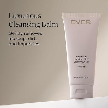 EVER Luminous Nutrient-Rich Cleansing Balm – Vitamin C & Sesame Oil Waterless Facial Cleanser to Remove Makeup, Dirt & Impurities – Nourishing Balm for Dry, Normal & Sensitive Skin, 2.8 fl oz