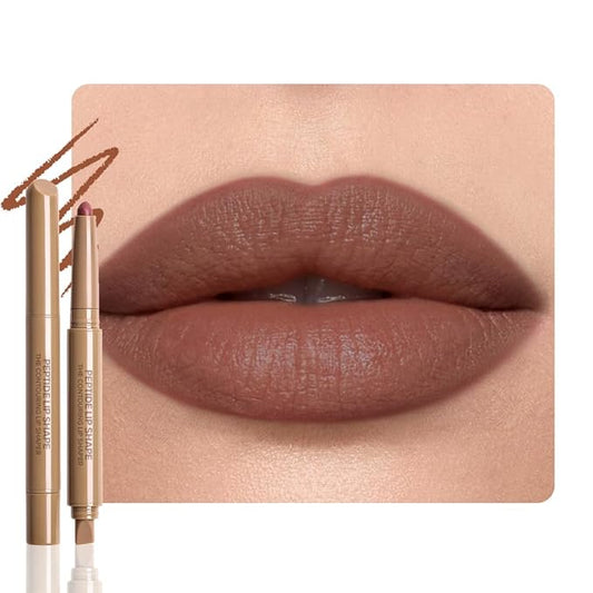 Matte Crayon Lip Liner Pencil, Mocha Lip Liners Lipstick For Women, Plump Creamy Formula With Silicone Smudger for Define Contours & Sculpting Lip, Cruelty-Free, 0.75g/0.026oz