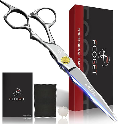 Professional Barber Hair Cutting Scissors Shears Right Hand - 6.8" HIGH-END Extremely Sharp Haircut Scissors Professional Hairdressing Shears 440C Stainless Steel for Salon Home Stylists Silver