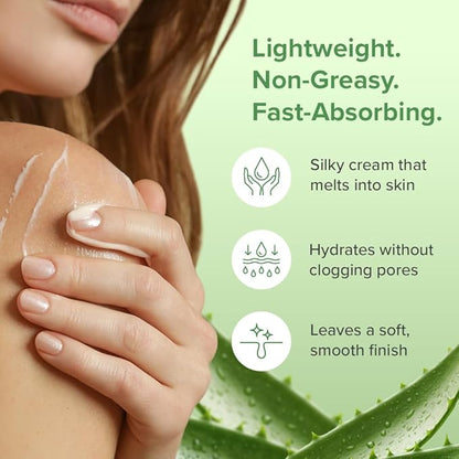 Aloe Infusion Aloe Vera Face & Body Cream – Natural Moisturizer for Dry, Sensitive & Irritated Skin – Hydrating, Non-Greasy Lotion with Shea Butter & Manuka Honey – After-Sun Care & Eczema Cream
