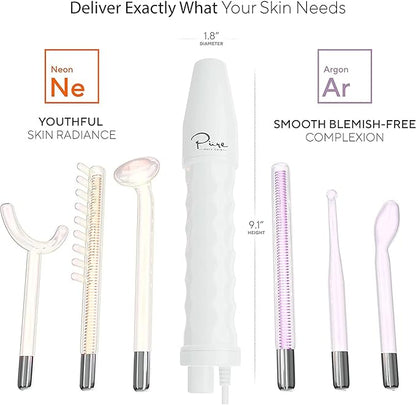 NuDerma Professional Skin Therapy Wand - Portable Skin Therapy Machine with 6 Neon & Argon Wands – Boost Your Skin – Clear Firm & Tighten