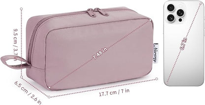 Narwey Small Makeup Bag for Purse Travel Makeup Pouch Mini Cosmetic Bag Zipper Pouch for Women (Dusty Rose, Small)