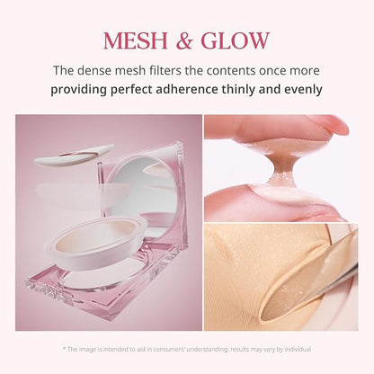 CLIO Kill Cover Mesh Glow Cushion Foundation ([Refill Included] 15g*2, 21C LINGERIE), Glass Skin, Long-Lasting, Lightweight, Buildable Coverage, Glowy Skin Makeup