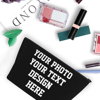 Custom Makeup Pouch Gifts Personalized Make-up Bag for Women -Customized Organizer Cosmetic Bag for Girls Add Your Photo or Text Design Toiletry Travel Purse Case