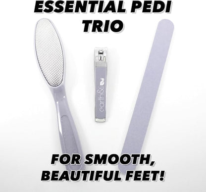 Earth & I -3 pc Manicure Pedicure Set: Large Nail Clipper, Callus Remover & Contour File, Stainless Steel Nail & Foot Care Kit for Men & Women, at Home Mani-Pedi Kit, Travel-Friendly Nail Care (Pink)