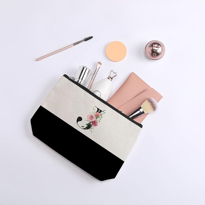Initial Makeup Bag, Personalized Gifts for Women, Personalized Makeup Bag, Bridesmaid Gifts, Cosmetic bags for Women (Letter J)