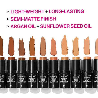 wet n wild Photo Focus Matte Foundation Stick Makeup, Shell Bisque | Vegan & Cruelty-Free