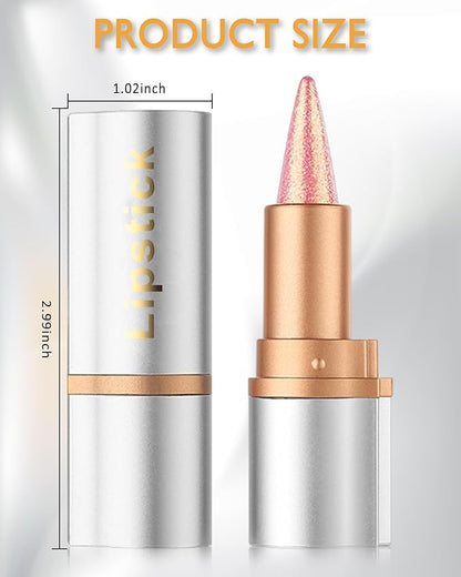 Red Glitter Lipstick Lip Liner,Shimmer Metallic Matte Long-Lasting Waterproof Non-stick Lip Stain Tint,High Pigmented Lip Gloss Full Coverage lipcolor Pen,Christmas Makeup Gift for Women-06