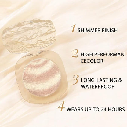Gold Brown Champagne Shimmer Glitter Sparkling Monochrome Eyeshadow Palette,Metallic Single Eye Shadow for Older Women,Long Lasting Naturing-Looking Eye Makeup