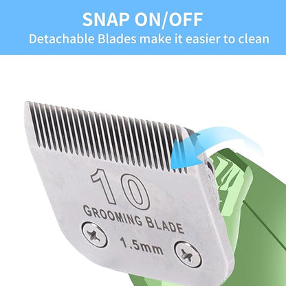4FC+5FC+7FC+3-3/4FC Detachable Dog Grooming Blades, Compatible with Andis, Oster A5, Wahl KM10 Series Clippers, Silver (4 Packs)
