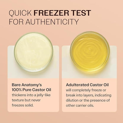 Bare Anatomy 100% Pure & Organic Castor Oil –Cold Pressed, Unrefined, USDA Certified, Hexane-Free | For Hair Growth, Thicker Eyelashes & Eyebrows| Suitable for Body, Skin & Nails | 50 ml