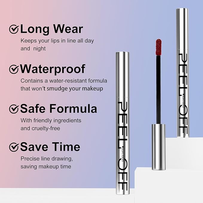 LANGMANNI Long-Lasting Peel Off Lip Liner Set, Waterproof & Smudge-Proof Matte Lip Liners Gift Makeup For Girls（#2）