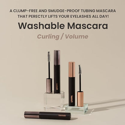 HEIMISH Dailism Smudge Stop Mascara, Volumizing & Lengthening, Long-lasting, Waterproof, Smudge-proof, Non-Clumping, Washable Cleansing Korean Mascara, 0.32oz/9g - Black Volume