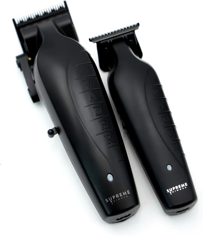 Supreme Trimmer 2-in-1 Vader Clipper & Trimmer Kit | Cordless Beard Trimmer & Mens Clippers Set for Barbers or Home | with DLC Coated Blades | Black
