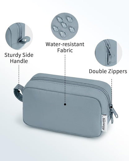 Narwey Small Makeup Bag for Purse Travel Makeup Pouch Mini Cosmetic Bag Zipper Pouch for Women (Greyish Blue, Small)