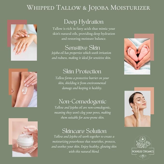 Essence - Whipped Tallow Moisturizer - Neroli (Sweet Orange) - 100% Natural Grass-Fed Tallow & Organic Jojoba. Chemical-Free. Face & Body for Dry, Sensitive & Eczema-Prone Skin. 1.7 oz