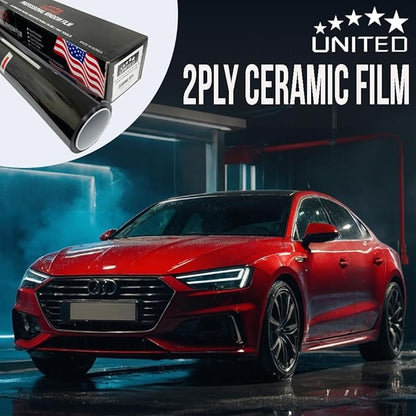 United Ceramic Pro Window Tint Car 40In x100Ft 2Ply Nano Ceramic IR-95 with 5% VLT - Outstanding Clarity & Views Window Tint for Car Home Blocks UV/IR Rays, Adhesive Film W/Lifetime Color Stability