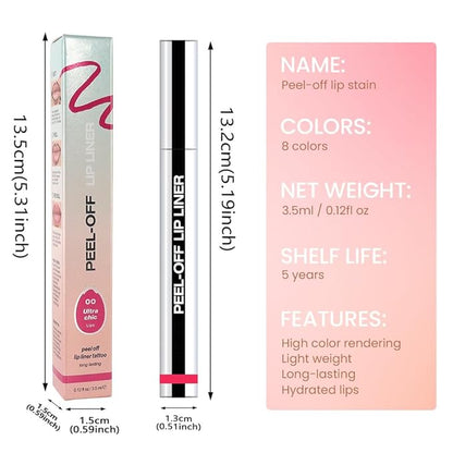 2Pcs Matte Lip Stain Peel Off Lip liner with Tweezer, Peel Off Lip Stain, Long Lasting Waterproof Lipstick Lip Gloss Tattoo, Transfer-proof for All Skin Types (0.24 fl oz-00#+06#)