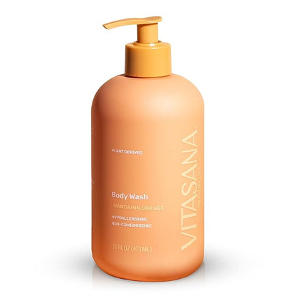 Natural Body Wash for Sensitive Skin, 16 oz – Mandarin Orange Scent, 98.9% Plant‑Derived, EWG Verified, Hypoallergenic, Paraben‑Free, Sulfate‑Free, Cruelty‑Free