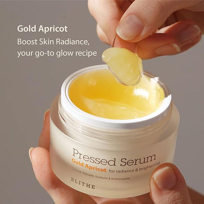 BLITHE Pressed Serum Gold Apricot – Niacinamide Face Moisturizer for Glass Skin Glow, Korean Skincare 1.68 Fl Oz