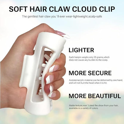 Silicone Hair Clips, Cloud Hair Pins for Women, 3.9 inch Soft Hair Claw Clip for Thick/Fine/Thin/Curly Hairstyle, Amber 2 Pack