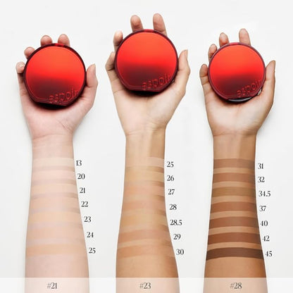Espoir Be Velvet Cushion Foundation #13 Porcelain | Quick and Easy Coverage with Long-lasting Color by Zero Oxidation, Velvety Smooth Finish & Lightweight Formula, Vegan, Korean Makeup, 0.46 oz