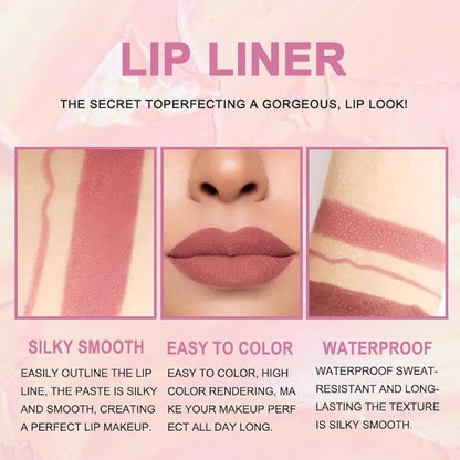 evpct 3Pcs Dusty Antique Rose Lip Liner and Lipstick Set Kit for Women Nude Beige Mauve Matte Fall Lipstick Shades Set Lip Stain Long Lasting Lipstick 24 hour Waterproof and Lip Liners Pencil Set