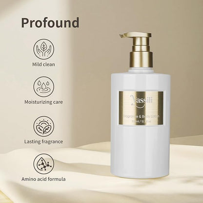Vassili Body Lotion with Shea Butter & Vitamin E for Women, Scented Firming & Hydrating Moisturizer for Silky-Smooth Ultra-Soft Skin, Long-Lasting Fragrance for All Types-Vanilla