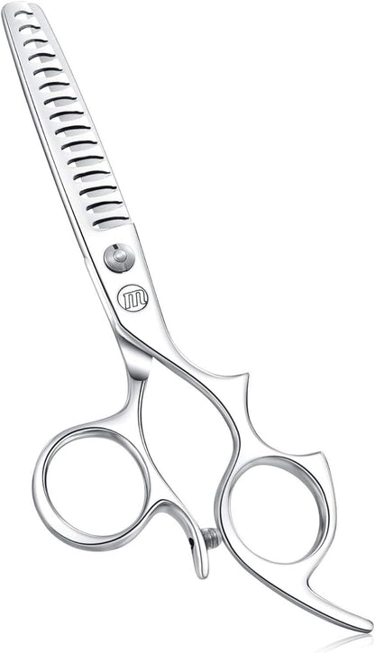 Moontay 6.0" Hair Cutting Shears with Large Finger Holes, Professional Barber Stylist Texturizing Shears, Salon Hair Cutting Scissors, 440C Japanese Stainless Steel, Silver