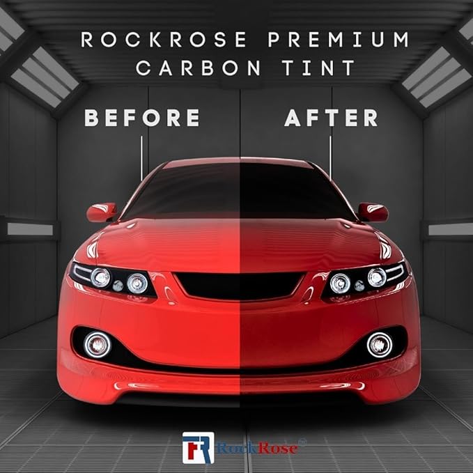 RockRose 50% Premium Carbon Car Window Tint Film 40 in x 25FT 2PLY Charcoal Privacy Film UV, Heat Blocking Tint for Car or Home Adhesive Film Easy Shrink, Plotter Friendly Pro Grade
